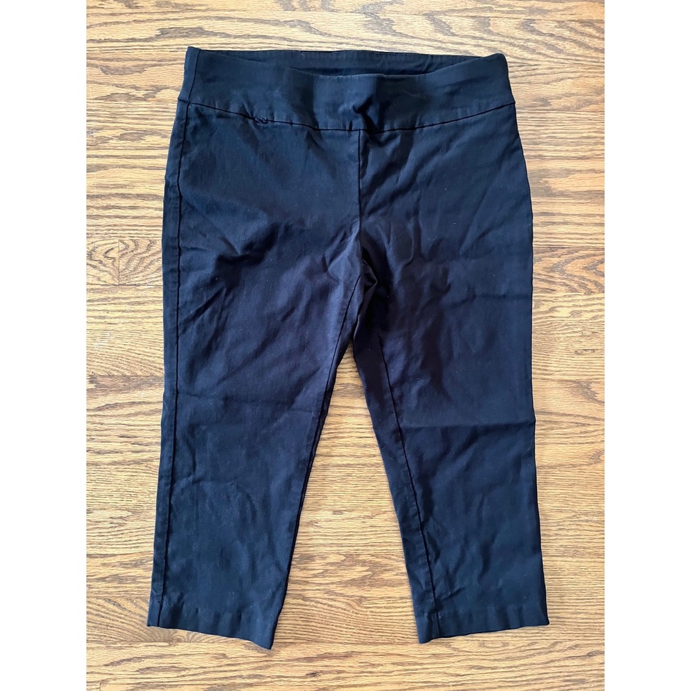 Alfani Womens Black Pull On Capri Pants Tapered Leg Stretch Crop Trousers 12P